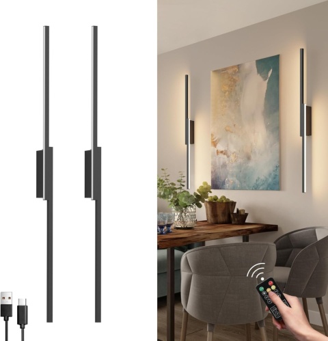 Aipsun Bezprzewodowa lampa ścienna z pilotem,100 cm, 3 barwy, 2 sztuki Aipsun Bezprzewodowa lampa ścienna z pilotem,100 cm, 3 barwy, 2 sztuki
