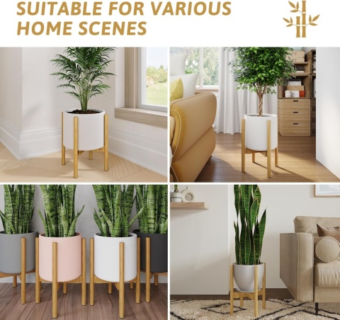 Bamworld Stojak na kwiaty taboret na rośliny regulowany 32cm drewniany Bamworld Stojak na kwiaty taboret na rośliny regulowany 32cm drewniany