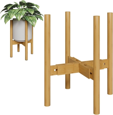Bamworld Stojak na kwiaty taboret na rośliny regulowany 32cm drewniany Bamworld Stojak na kwiaty taboret na rośliny regulowany 32cm drewniany