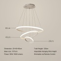 Lampa wisząca LED, 3 pierścienie ściemniana, 3000-6000 K, pilot