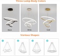 Lampa wisząca LED, 3 pierścienie ściemniana, 3000-6000 K, pilot
