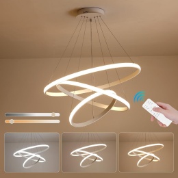 Lampa wisząca LED, 3 pierścienie ściemniana, 3000-6000 K, pilot
