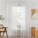 MIULEE Zasłony z taśmą marszczącą, 2 szt, białe, z woalu, 140 x 260 cm MIULEE Zasłony z taśmą marszczącą, 2 szt, białe, z woalu, 140 x 260 cm