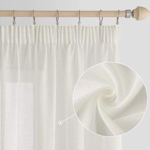 MIULEE Zestaw 2 zasłon z taśmą marszczącą o wyglądzie lnu 140 x 245 cm MIULEE Zestaw 2 zasłon z taśmą marszczącą o wyglądzie lnu 140 x 245 cm