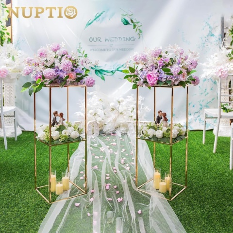 NUPTIO Złote wazony, ozdoby centralne: 2 szt. 80 cm metal NUPTIO Złote wazony, ozdoby centralne: 2 szt. 80 cm metal