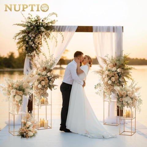 NUPTIO Złote wazony, ozdoby centralne: 2 szt. 80 cm metal NUPTIO Złote wazony, ozdoby centralne: 2 szt. 80 cm metal