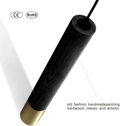 Lampa wisząca LED do jadalni, czarna, 4-punktowa , drewno Lampa wisząca LED do jadalni, czarna, 4-punktowa , drewno