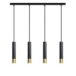 Lampa wisząca LED do jadalni, czarna, 4-punktowa , drewno Lampa wisząca LED do jadalni, czarna, 4-punktowa , drewno