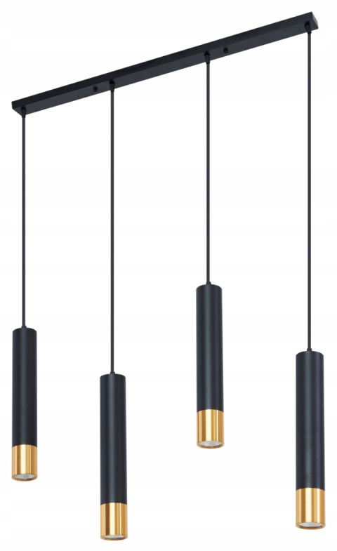 Lampa wisząca LED do jadalni, czarna, 4-punktowa , drewno Lampa wisząca LED do jadalni, czarna, 4-punktowa , drewno