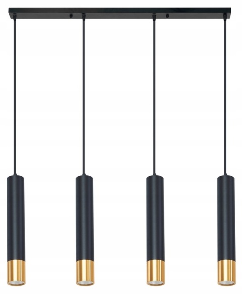 Lampa wisząca LED do jadalni, czarna, 4-punktowa , drewno