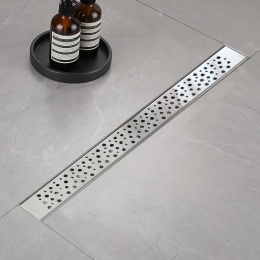 Rynna prysznicowa, bardzo płaska 80 cm, odpływ podłogowy z syfonem