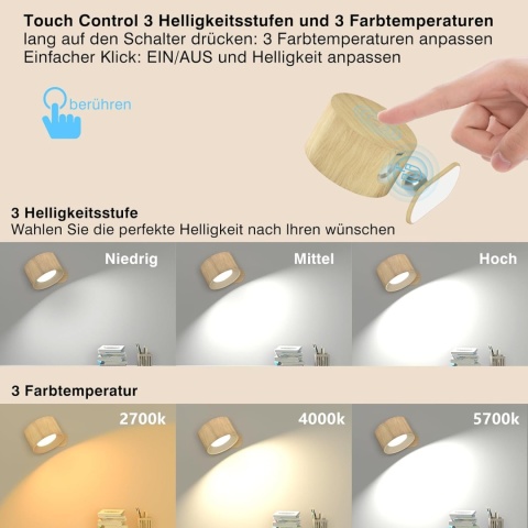 Wewnętrzna lampa ścienna kinkiet LED Feallive 3 poziomy bezprzewodowa Wewnętrzna lampa ścienna kinkiet LED Feallive 3 poziomy bezprzewodowa