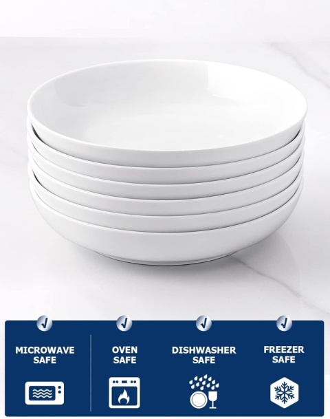 Zestaw 6 porcelanowych misek 880 ml , 21,6 x 4,5cm do makaronu Zestaw 6 porcelanowych misek 880 ml , 21,6 x 4,5cm do makaronu