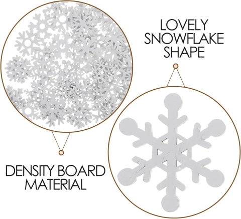 Drewniane Płatki Śniegu DIY – Zawieszki, Ozdoby, Płateczki Białe 100 szt