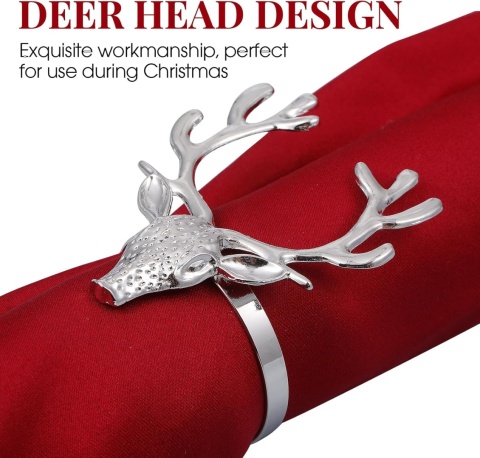 Amosfun Zestaw 4 pierścieni na serwetki , metalowe