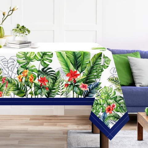Arquiel Prostokątny obrus z tropikalnymi liśćmi palmowymi 180 x 140 cm