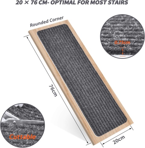 Maty na schody, dywaniki schodowe, do wewnątrz, 15 sztuk 20 x 76 cm