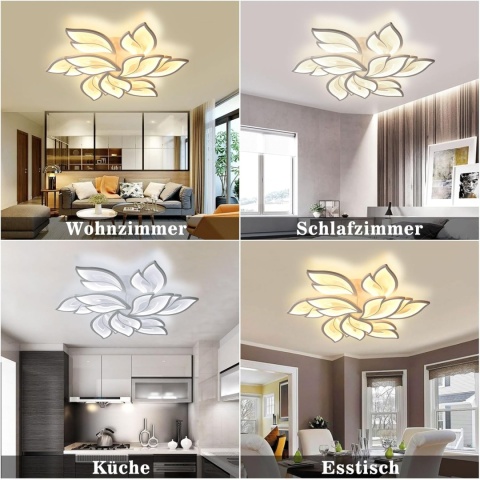 Inteligentna lampa sufitowa LED, ściemniana, Smart, 84 cm kwiat lotosu