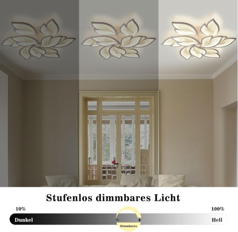 Inteligentna lampa sufitowa LED, ściemniana, Smart, 84 cm kwiat lotosu