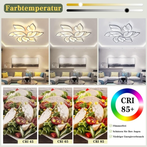 Inteligentna lampa sufitowa LED, ściemniana, Smart, 84 cm kwiat lotosu