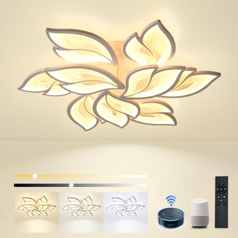 Inteligentna lampa sufitowa LED, ściemniana, Smart, 84 cm kwiat lotosu