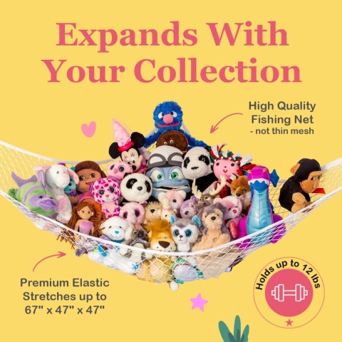 Lillys Love - Hamak do przechowywania pluszaków– duży, pakiet 2 sztuki