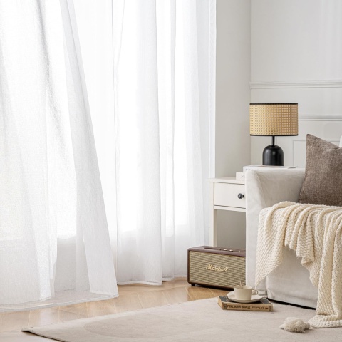 MIULEE Firanki na szelkach, zestaw 2 sztuki białe, z woalu, 245 x 140 cm