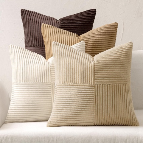 MIULEE Sztruksowa poszewka na poduszkę, miękka, 4 sztuki, 45 x 45 cm,