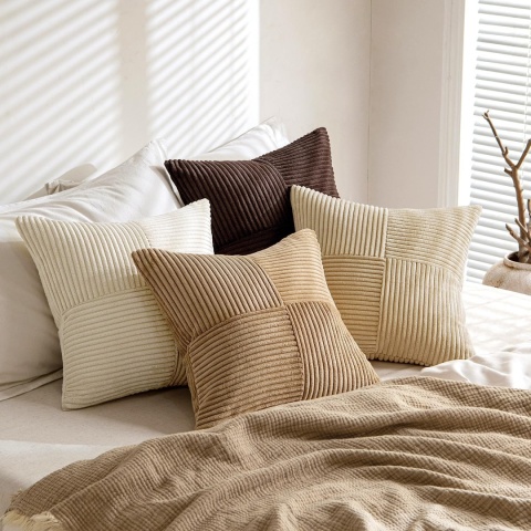 MIULEE Sztruksowa poszewka na poduszkę, miękka, 4 sztuki, 45 x 45 cm,