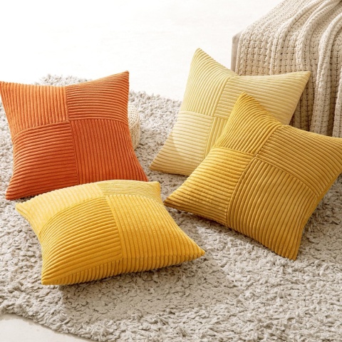 MIULEE Sztruksowa poszewka na poduszkę, miękka, 4 sztuki, 45 x 45 cm,