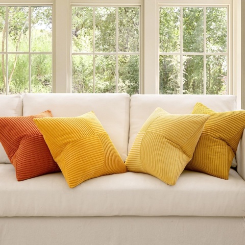 MIULEE Sztruksowa poszewka na poduszkę, miękka, 4 sztuki, 45 x 45 cm,