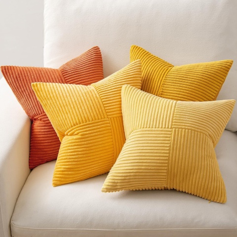 MIULEE Sztruksowa poszewka na poduszkę, miękka, 4 sztuki, 45 x 45 cm,