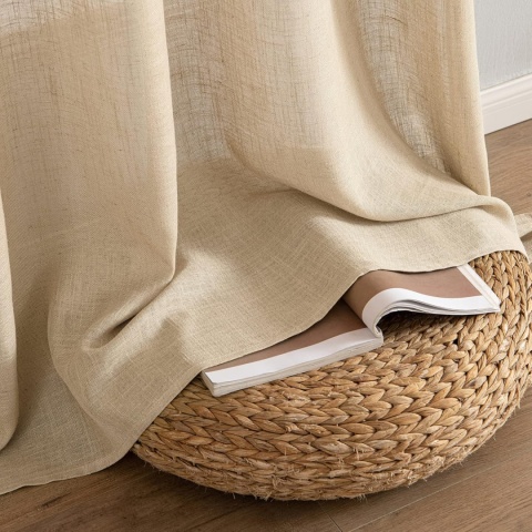 MIULEE Zasłony na przelotkach efekt lnu 140 x 260 cm