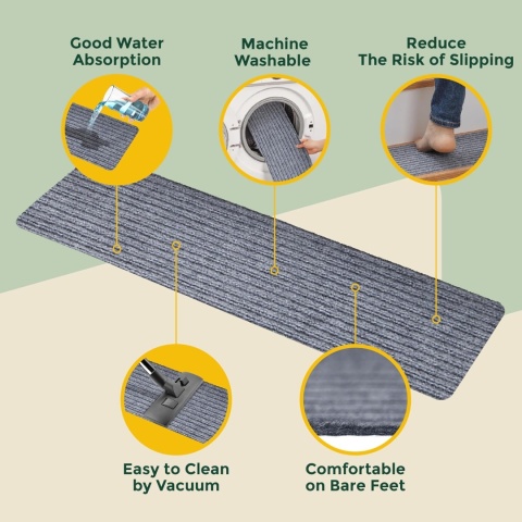 Maty na schody, dywaniki schodowe, do wewnątrz, 15 sztuk 20 x 76 cm