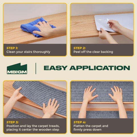 Maty na schody, dywaniki schodowe, do wewnątrz, 15 sztuk 20 x 76 cm