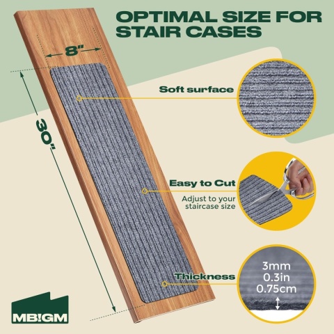 Maty na schody, dywaniki schodowe, do wewnątrz, 15 sztuk 20 x 76 cm