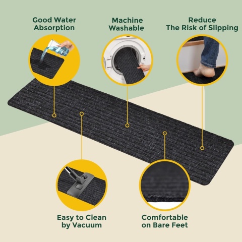 Maty na schody, dywaniki schodowe, do wewnątrz, 15 sztuk 20 x 65 cm