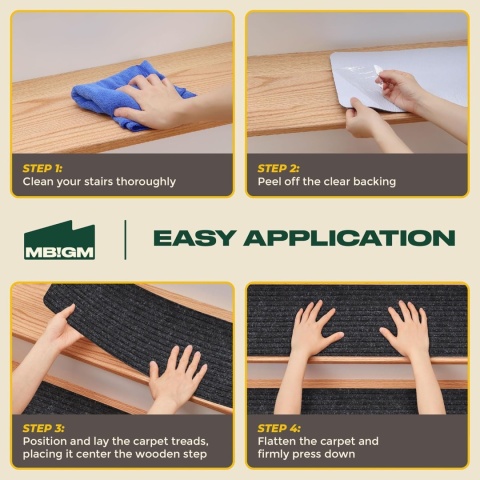 Maty na schody, dywaniki schodowe, do wewnątrz, 15 sztuk 20 x 65 cm