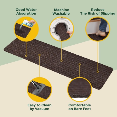 Maty na schody, samoprzylepne, brązowe ( 15 sztuk) 20 x 65 cm