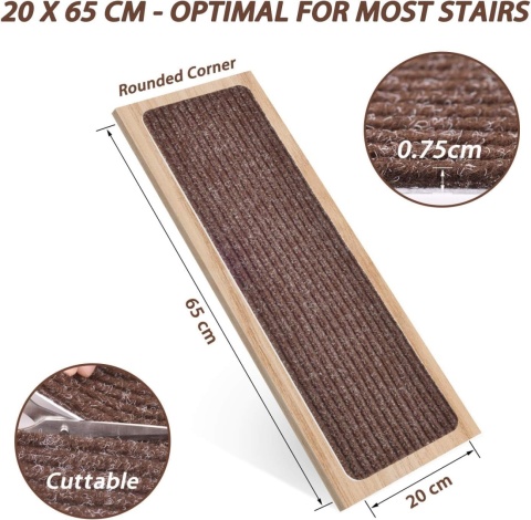 Maty na schody, samoprzylepne, brązowe ( 15 sztuk) 20 x 65 cm