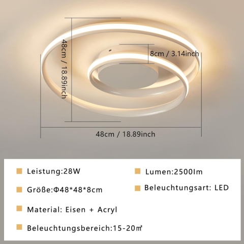 Sky angle Lampa sufitowa LED – ściemniana, aplikacja i pilot 48 cm