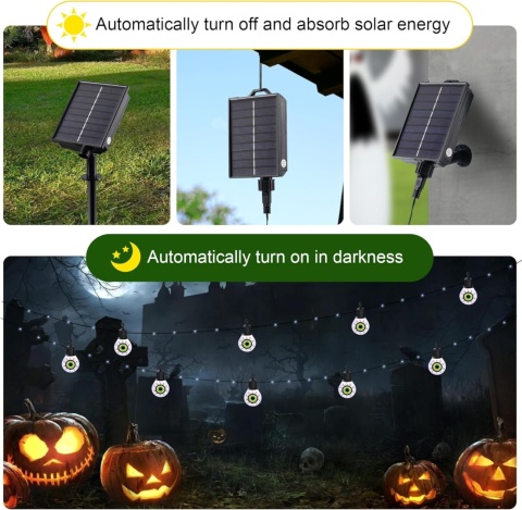 Tacobey Solarne łańcuchy świetlne na zewnątrz, z 20 żarówkami 10 m