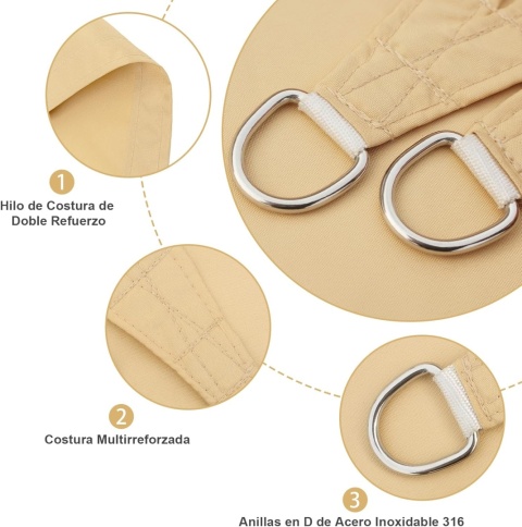 AXT SHADE żagiel przeciwsłoneczny 3.6x3.6x3.6m Trójkąt wodoodporny
