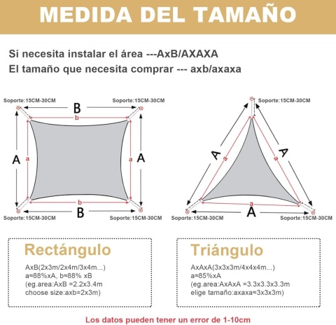 AXT SHADE żagiel przeciwsłoneczny 3.6x3.6x3.6m Trójkąt wodoodporny