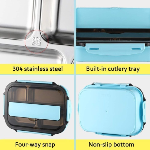 Bento Lunch Box Amropi stalowy pojemnik na żywność , sztucce