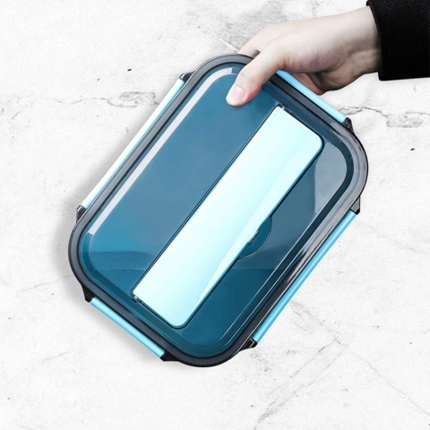 Bento Lunch Box Amropi stalowy pojemnik na żywność , sztucce