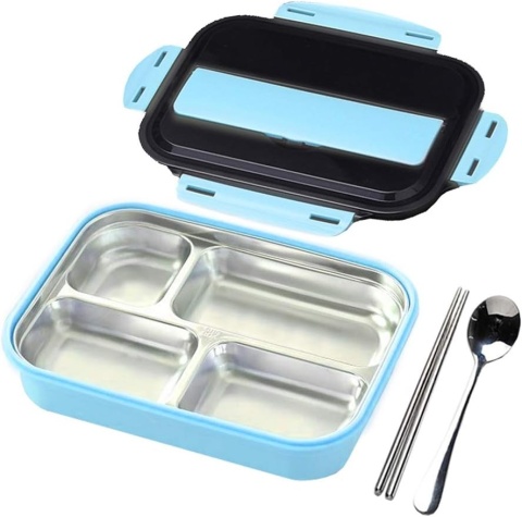 Bento Lunch Box Amropi stalowy pojemnik na żywność , sztucce