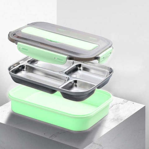 Bento Lunch Box Amropi stalowy pojemnik na żywność , sztucce