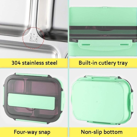 Bento Lunch Box Amropi stalowy pojemnik na żywność , sztucce