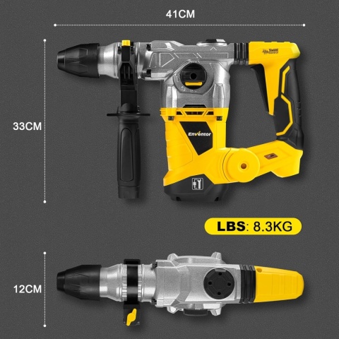 ENVENTOR Wiertarka udarowa SDS-Plus, 1500W 4-funkcyjny walizka